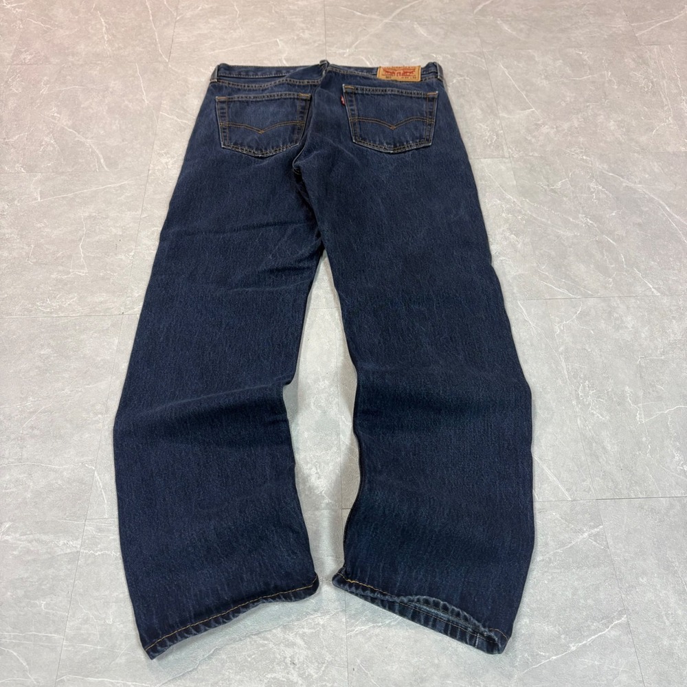 Levis 505 Regular Fit Dark Wash Indigo Denim Jeans Mens 34x32 Straight Leg